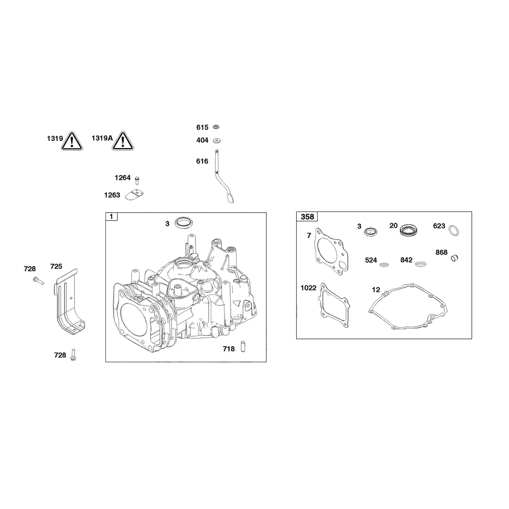 Engine >> Cylinder Diagram and Parts List for 021022-00  Briggs and Stratton Pressure Washer